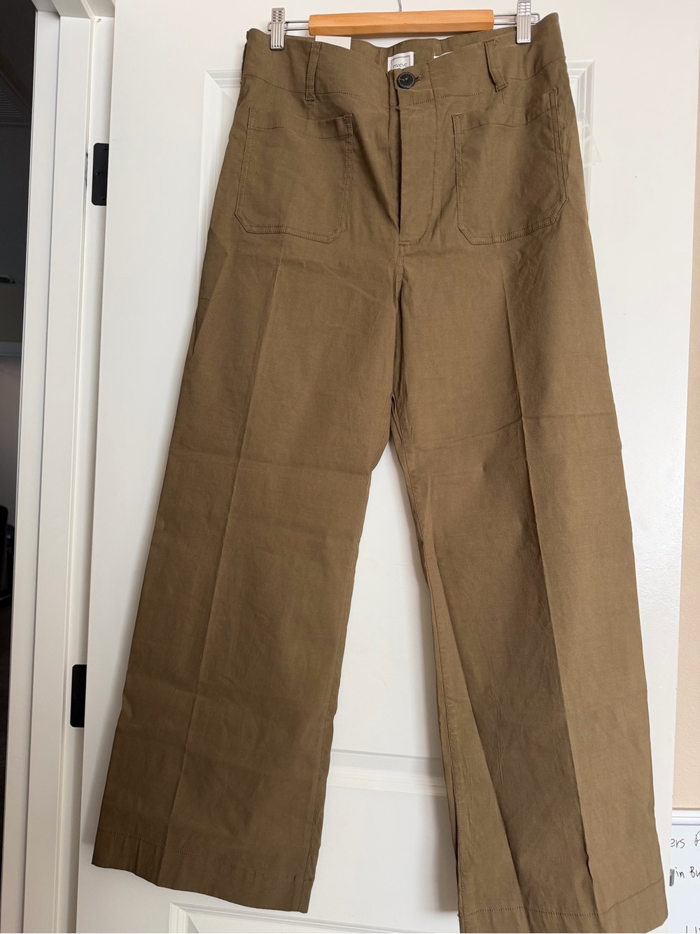 Maeve Wide-Leg Chinos in Olive Brown